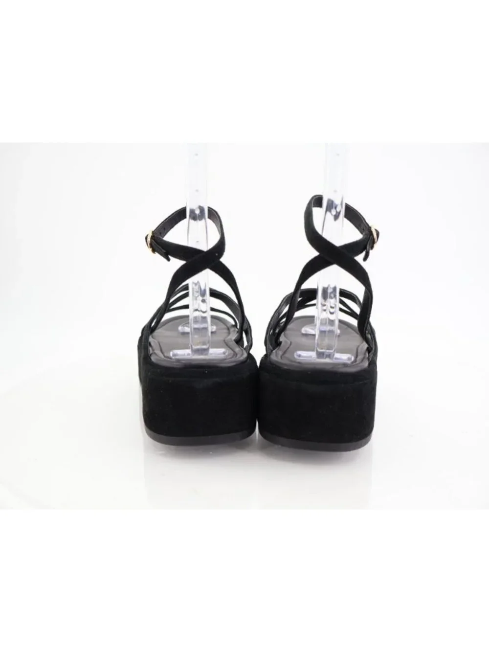 Stuart Weitzman Summerlift Platform Strappy Sandal Round Toe Black Size 10 Flat